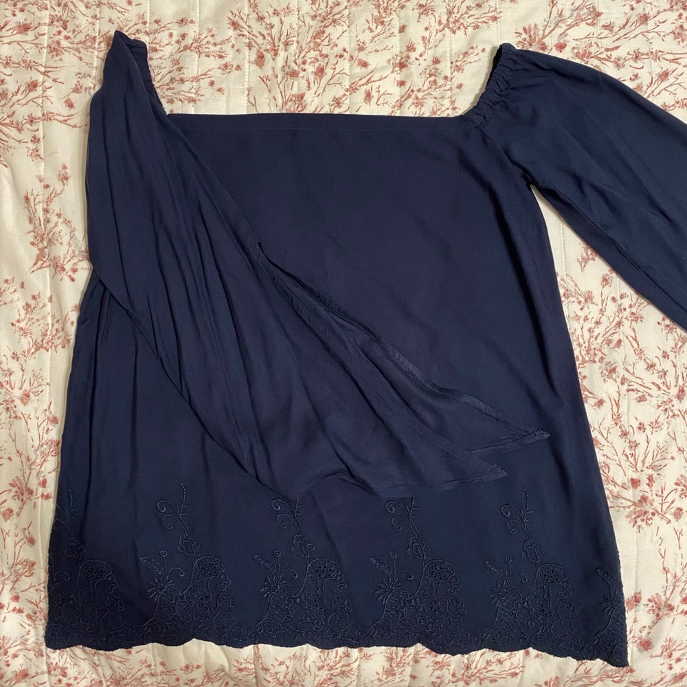 Small blue off the shoulder shirt like new